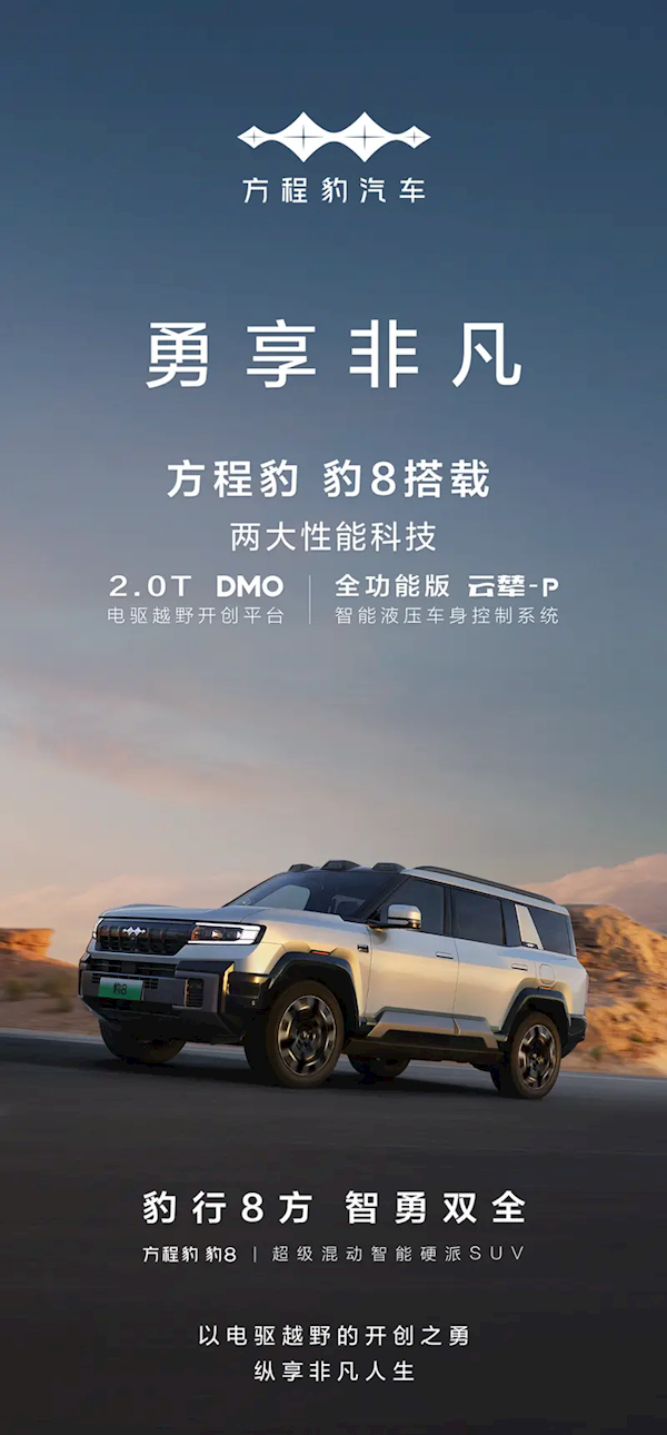 2.0T DMO平台+全功能版云辇-P!方程豹豹8配置首次曝光